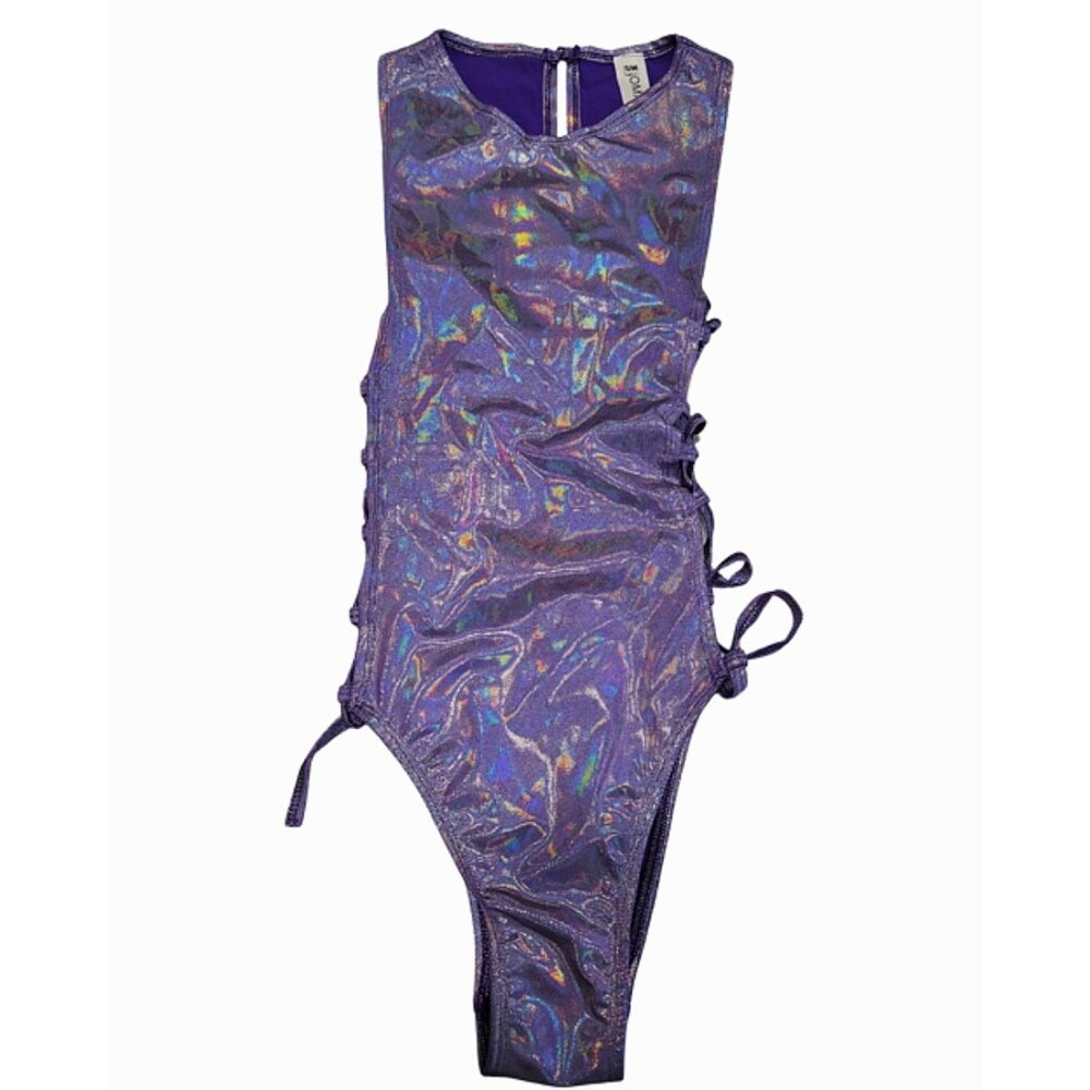 roma purple holographic bodysuit